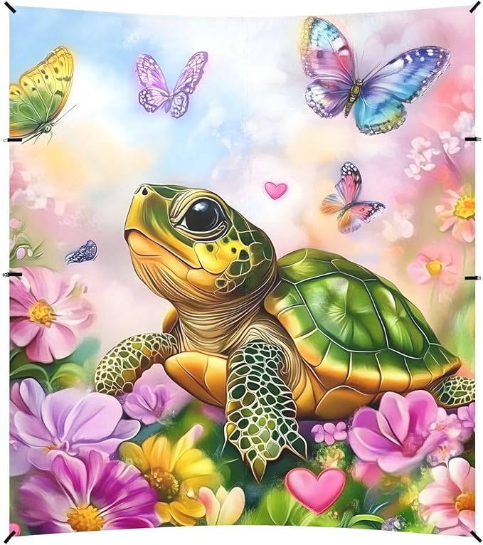 Beach Tent Sun Shelter Turtle Playing with Butterfly Lightweight &amp Easy Setup Beach Shade Canopy for Camping Fishing