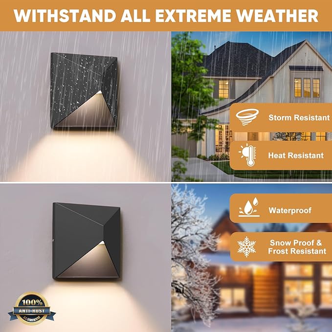 QQCherry Outdoor Light Fixture Wall Mount 8W LED Exterior Lighting fixtures for Outside Modern Front Porch Lights Waterproof Black Wall Sconce for House Patio Garage Doorway Entryway