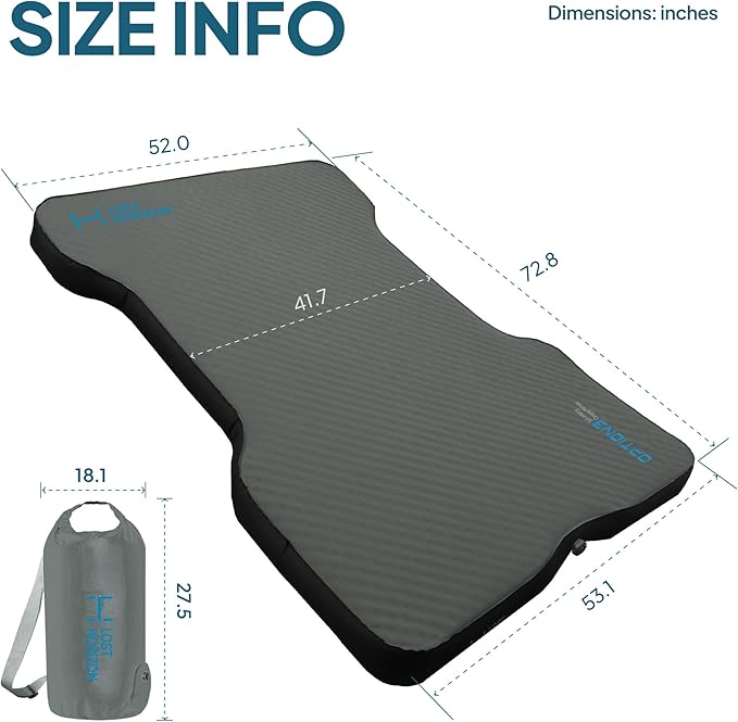 LOSTHORIZON Truck Bed Camping Air Mattress with Foam Self Inflating Sleeping Pad for Tacoma 6FT with Pump Sack 4.5 Thick