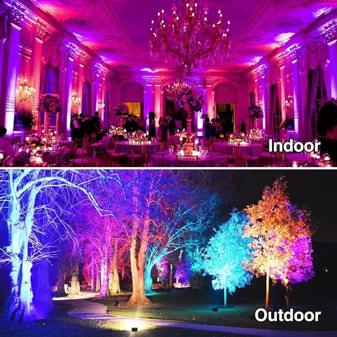 MELPO Led Flood Light 500W Equivalent RGBW Led Outdoor Lights Colored Floodlight with Remote50W5000ML 2700K120 Colors Timing Dimmable Custom Modes Landscape Lighting (4 Pack)