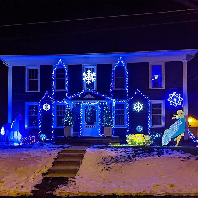 50ft 100 Counts Blue LED Outdoor Christmas Lights - Commercial Grade Waterproof Green Wire Xmas Lights IP65 UL