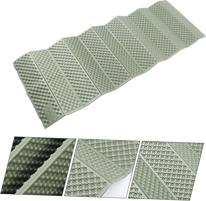 Totority Foldable Outdoor Camping Cushion Thick Picnic Mat Multi-use Sitting Pad Green Aluminum Foil Mat for Hiking and Travel