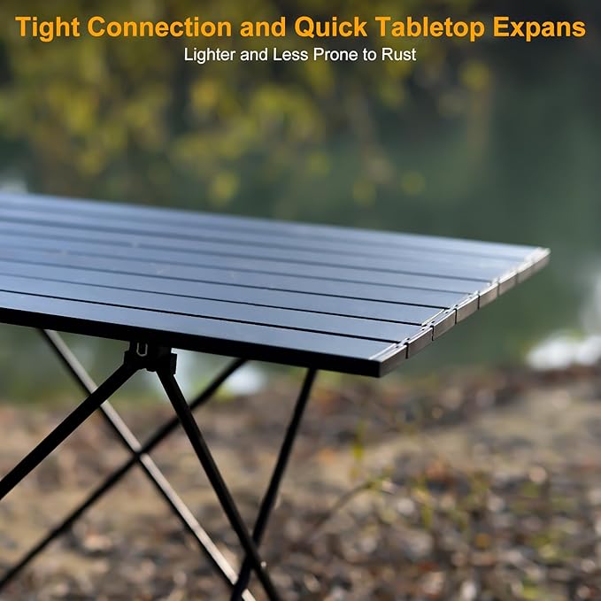 Foldable Camping Side Table Ultralight Small Beach Aluminum Portable Outdoor Table with Carry Bag and Storage for Picnic Grill Hiking Fishing Sand Camping Black