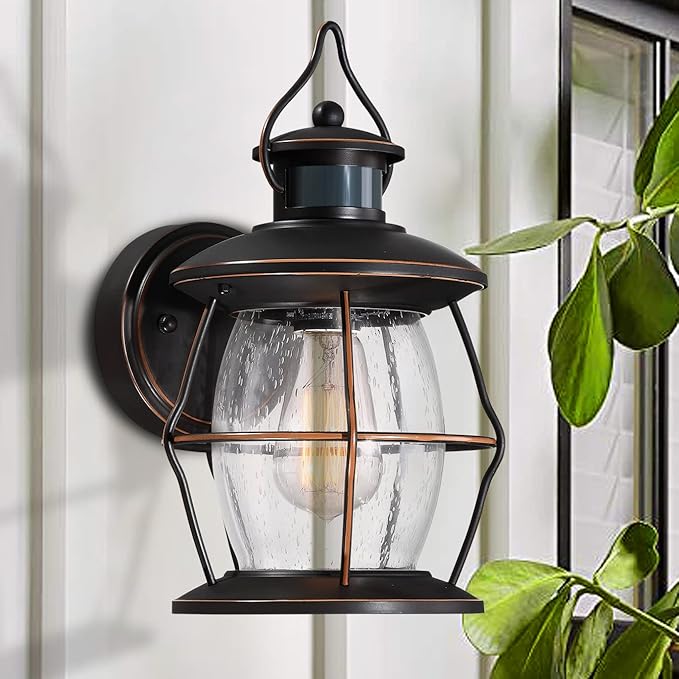 Motion Sensor Outdoor Wall Lights Advanced Dusk to Dawn Exterior Fixtures Wall Sconce Porch Light Wall Mount for Outside PatioEntrywayGarage(Oil Rubbed Bronze)