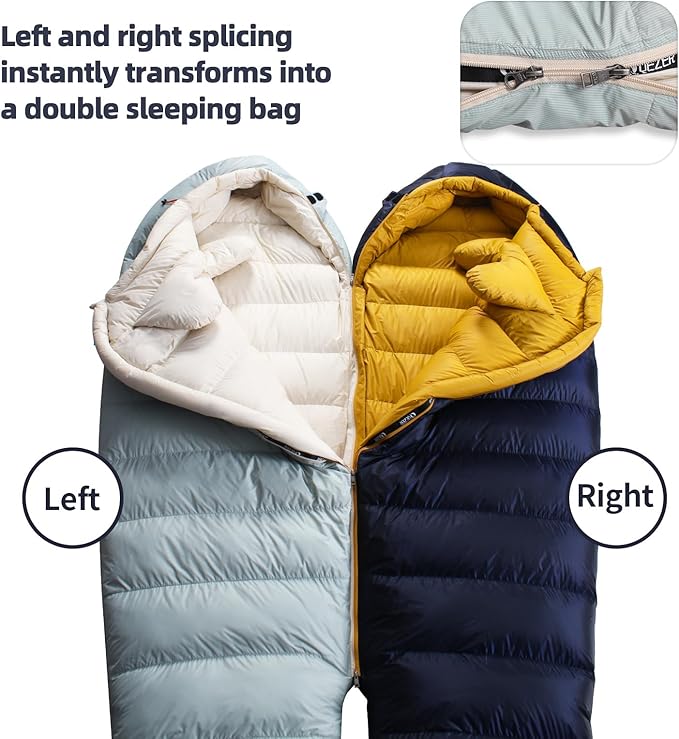 Down Sleeping Bag for Adults with 620 Fill Power Down Ultralight Mummy Backpacking Sleeping Bag