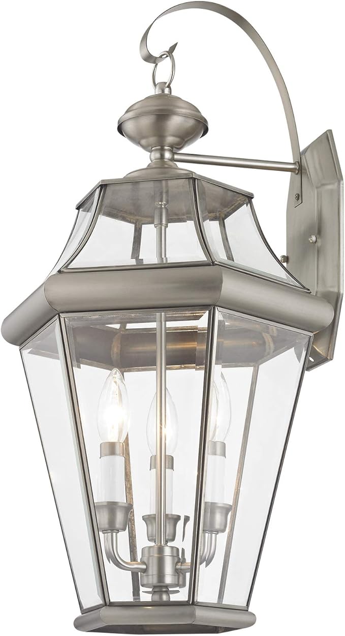 Livex Lighting 2361-01 Georgetown 3-Light Outdoor Wall Lantern Antique Brass