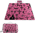 MNSRUU Picnic Blanket Waterproof Foldable Gothic Bat Moon Castle Large Outdoor Picnic Beach Camping Blanket Travel Mat Shoulder Strap Tote Rectangle 57x59in