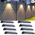 Solar Fence Lights Outdoor - 2700/4000/6000K 3 Mode 8 Pack Solar Fence Lights Outdoor Waterproof LED Fence Light Solar Powered for Outside Backyard Railing Step PatioWall and Home Improvement
