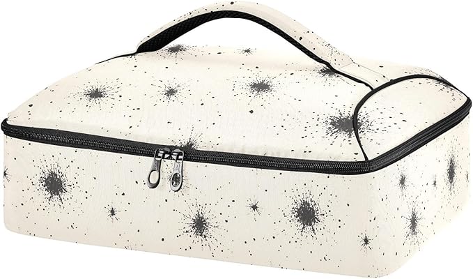 Casserole Carrier Stars in Black and WhiteInsulated Casserole Carrier for Hot or Cold Food Thermal Lunch Tote for Potluck Parties Picnic Beach Fits 9 x 13 Inches Baking Dish