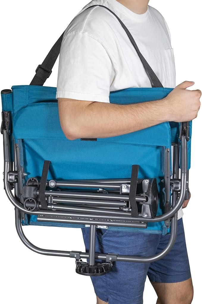 Zenithen Outdoor 360 Degree Portable Lawn Swivel Camping Chair w/Arms Perfect for Camping Sporting Events Outdoor Games Cookouts Get-Togethers and Patio Furniture Teal (Pack of 1)