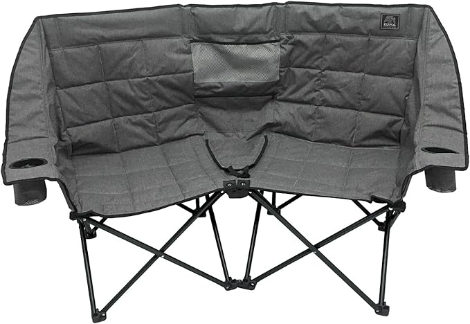 Kuma Outdoor Gear Kozy Bear Chair with Carry Bag Ultimate Portable Luxury Outdoor Double Camping Chair for Glamping Sports &amp Outdoor Adventures (Heather Grey/Black)
