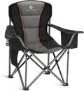 ALPHA CAMP Oversized Camping Chair Heavy Duty Lawn Chair with Cooler Bag (Black)