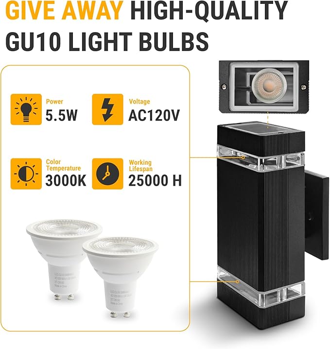 KOSTA Dusk to Dawn Outdoor Lighting 3000K LED Square Outdoor Wall Light Waterproof Exterior Lighting Fixtures for House Porch Patio and Garage2 Packs