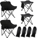 2 Pack Portable Ultralight Folding Camping Chair and 2 Pack Folding Camping Stools with Carry Bag for Outdoor Hiking Fishing Mountaineering Lawn Picnic Beach Travel(Black)