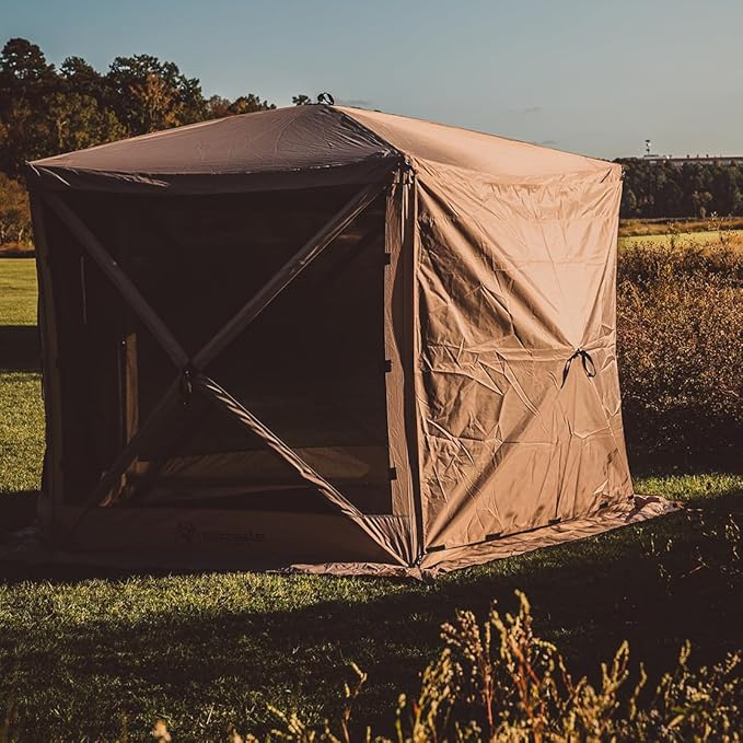 Gazelle Tents™ G5 5-Sided Portable Gazebo with TriTech Mesh Pop-Up Hub Screen Tent Waterproof UV Resistant 4-Person &amp Table Desert Sand 85 x 115 x 106 GK913 Includes 3 Pack of Wind Pane