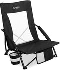 Low Folding Beach Chairs for Adults Portable Lightweight Sling Beach Camping Chair with Cup HolderArmrestFoldable Camp Lawn Chair for Outdoor Sand Concert Travel Sport Events