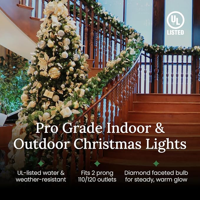 Pro Christmas M5 LED Christmas Lights - 70 Count Mini 5mm String Lights - Professional Grade Indoor/Outdoor Commercial Holiday Light Set for Trees Bushes &amp Décor - Purple