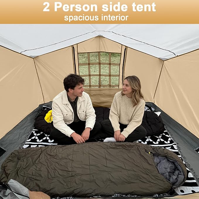 KAMPKEEPER 2 Person Canopy Side Tent Camping Tent for 10x10 Canopies Easy Up Cube Tents Gazebo Room with Mesh Window for Camping Storage Events(Canopy Not Included)
