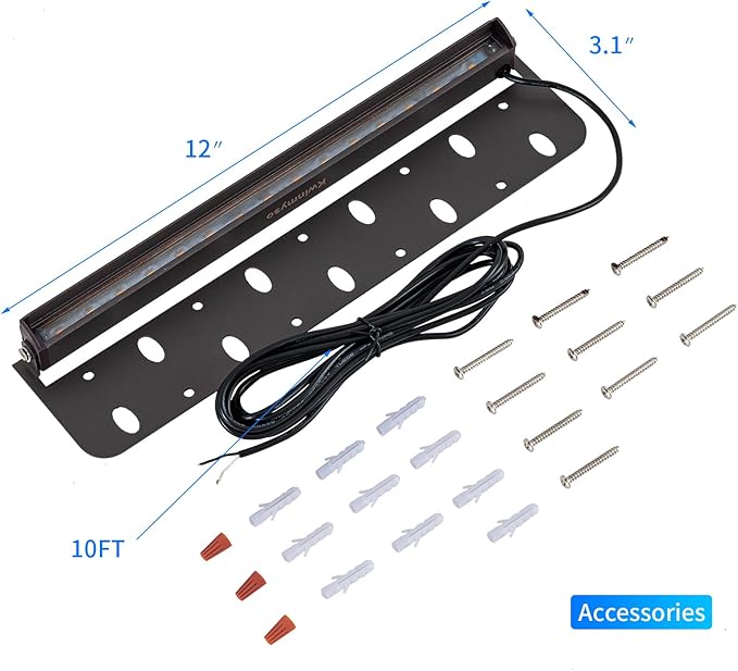 4-Packs 5W 12inch LED Hardscape Paver Lighting12V AC/DC Low Voltage Retaining Wall LightsLED Landscape Lighting5000K Daylight White Outdoor Step Light50000 Hours Lifespan