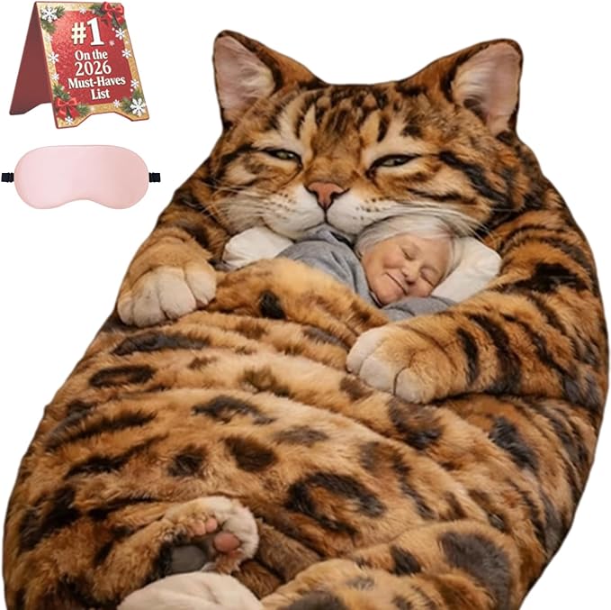 Fluffy Cat Sleeping Bag for Adults Cat Shaped Cozy Animal Sleeping Bag Cushion for Indoor Relaxing Camping &amp Lounge Use