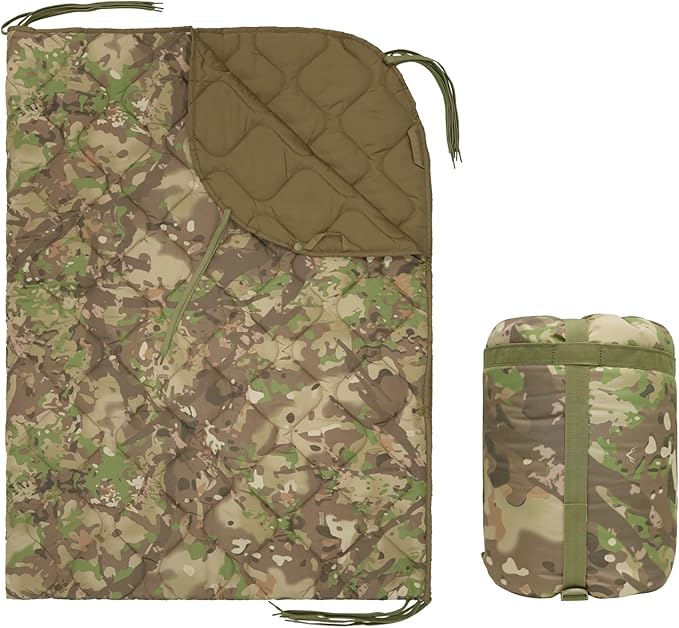 LOOGU Camo Blanket Waterproof Insulation Poncho Liner for Outdoor Camping Hiking Hunting Survival Backpacking Picnicking