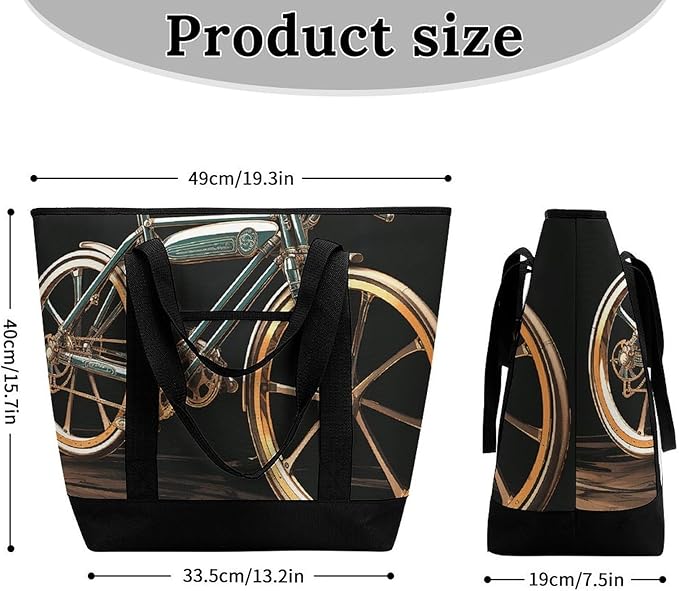 Insulated Shopping BagLarge Reusable Cooler Bags Bike Printed Foldable Shopping BagTravel Waterproof Shoulder Bag