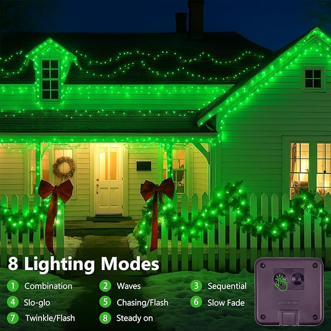 Extra-Long 144FT Solar String Lights for Outside 2 Pack 400LED Solar St. Patrick's Day Lights Waterproof Copper Wire 8 Modes Twinkle Fairy Lights Outdoor for Tree Garden Party Xmas Decor (Green)