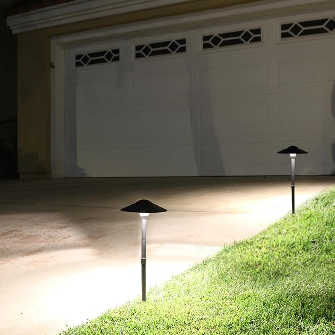Lumina Lighting® 3W Landscape Lighting 12V Landscape Lights Low Voltage Landscape Path Lights Warm White Waterproof Outdoor Replaceable G4 LED Bulb for Garden Pathway Lawn Yard (Black 2-Pack)