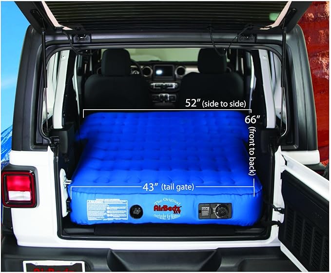 Pittman - Airbedz - Jeep Mattress/SUV Air Mattress with Built in Pump - Fits 4Runner Jeep Wrangler &amp Larger SUV's with Low Odor Fabric Shell Design - 66x52x10
