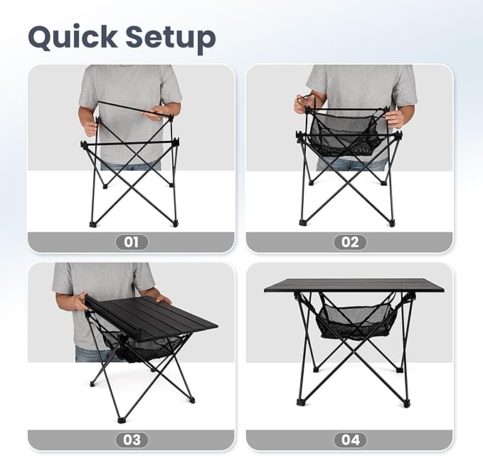 ONETIGRIS Portable Camping Table Lightweight Beach Table with Storage Net &amp Carry Bag Camping Side Table for Outdoor Cooking Hiking Fishing Picnic Travel