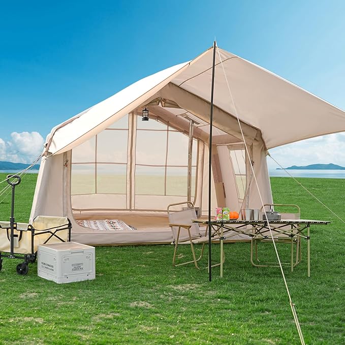 ABORON 2/6/8/10/12 Person Inflatable Camping Tent Easy Setup Blow Up Tent with Hand Pump PU3000mm Waterproof &amp Breathable 4 Season Glamping Tent for Outdoor Camping