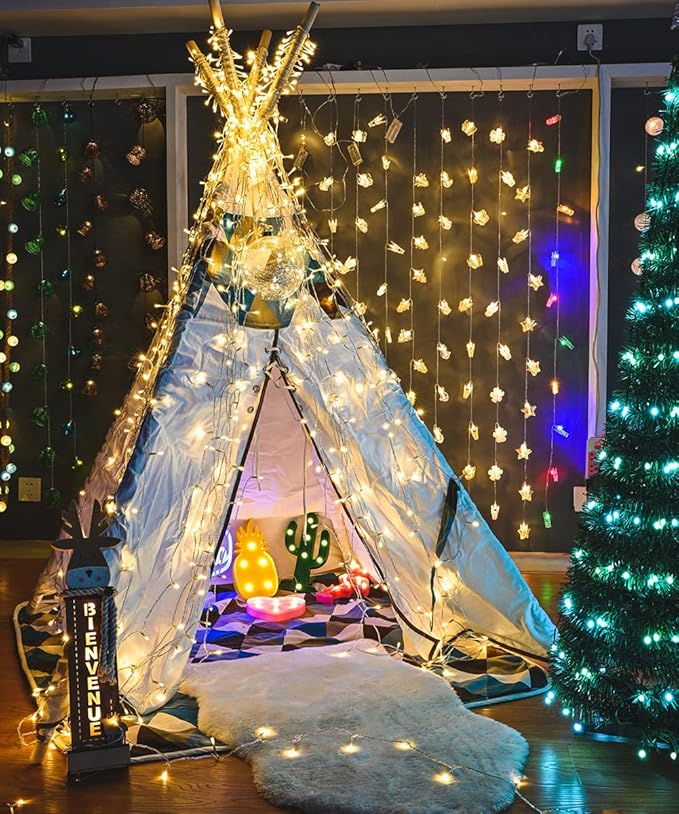 Christmas Lights Outdoor 800LED 330FT Warm White String Lights 8 Mode Plug in Waterproof Decor Twinkle Lights for Bedroom Xmas Thanksgiving Wedding Party Garden Yard Tree Decoration