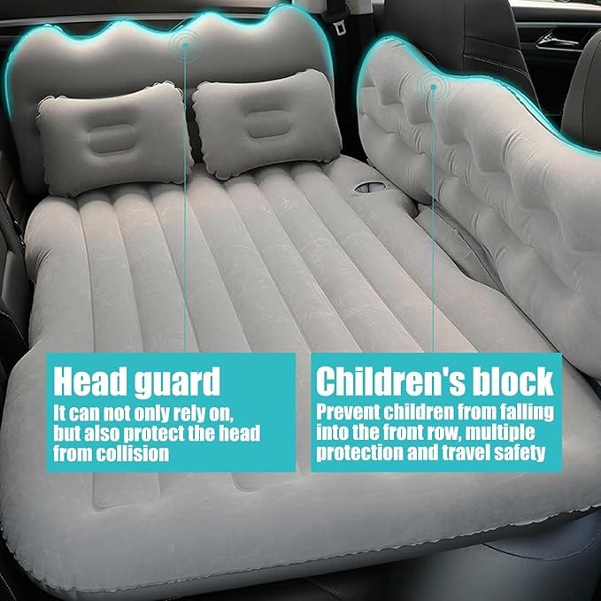 Inflatable Car Mattress for Camping &amp Travel Portable Sleeping Pad with Pump &amp 2 Pillows Black