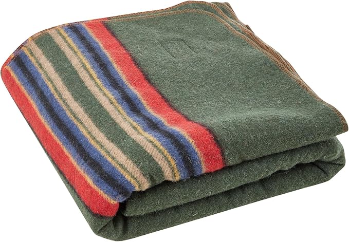 VEVOR Wool Camping Blanket Large Warm Stadium Blanket Flame Retardant Great for Outdoors Picnics Hiking Sports Events Travel Car &amp Bushcraft Survival Kits 64 x 88 Striped Throw Blanket
