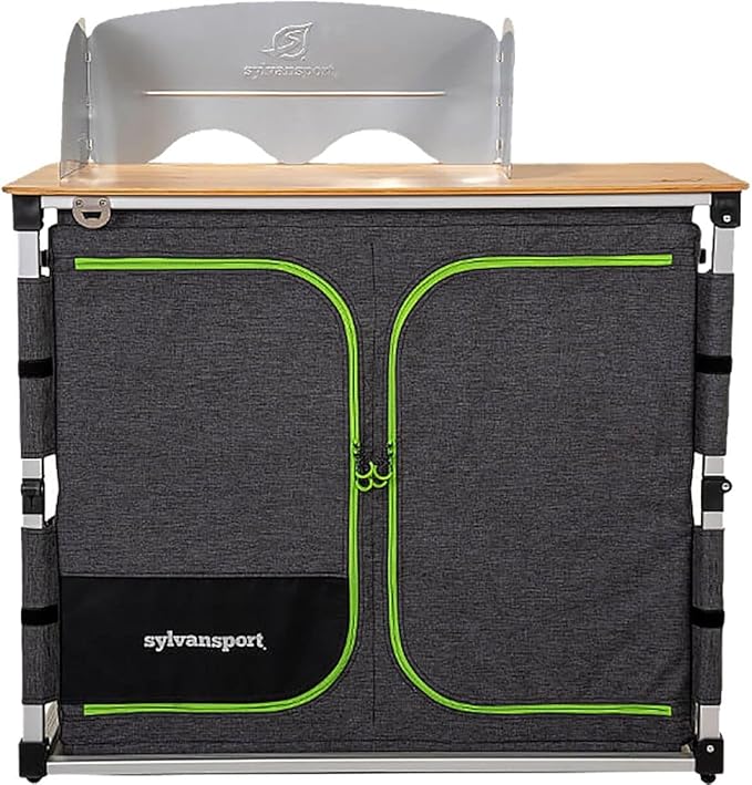 SylvanSport Outdoor Camp Kitchen for Easy Cooking Clean Up and Camping Meal Prep - Great for Campsites Tailgates BBQs and Glamping - Camping Essentials - Dine-O-Mite Small Version