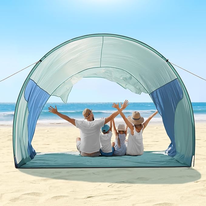 Beach Shade The Classic Wind-Supported Beach Canopy with UPF 50+ Protection 7.5ft Tall Portable &amp Easy Setup for 3-6 People