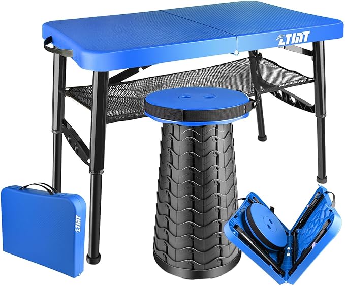 Small Folding Table Adjustable Height Camping &amp Picnic Table 4 Foot Lightweight