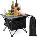 SOUJOY Folding Camping Table with Storage Bag Small Beach Side Table Portable Collapsible Aluminum Picnic Tent Side Table for Outdoor Cooking BBQ Hiking Boat Travel