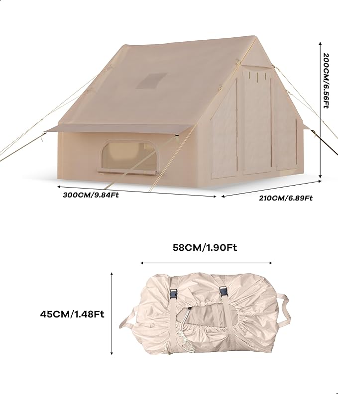 Garveelife 6-8 Person Inflatable Camping Tent Large Inflatable Tent House with Air Pump Quick Assembly Luxury Camping Tent Waterproof Oxford Fabric Suitable for All Seasons.