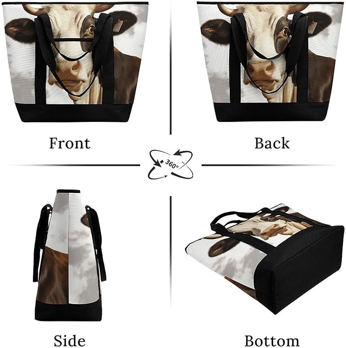 Insulated Shopping BagLarge Reusable Cooler Bags Farm Animal Cow Printed Foldable Shopping BagTravel Waterproof Shoulder Bag