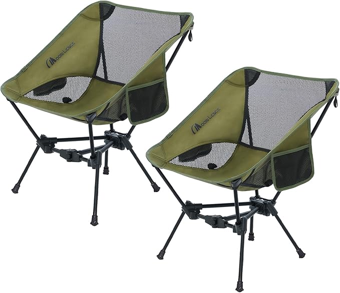 MOON LENCE Portable Camping Chair Backpacking Chair - The 4th Generation Ultralight Folding Chair - Compact Lightweight Foldable Chairs for Hiking Mountaineering Beach (Green-2Pack)