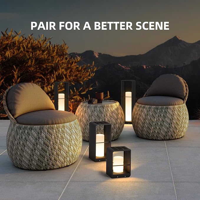 Outdoor Lights for Patio IP65 Solar Lanterns Outdoor Waterproof 3000K LED Path Lights Outside Floor Lamp Solar Powered Dusk to Dawn Landscape Lighting for Deck Garden Yard Backyard Porch