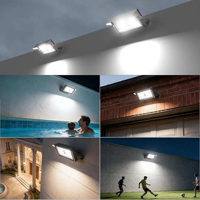 Upgrade 600W LED Stadium Flood Light Outdoor with Brim 90000Lm Led Flood Light with Adjustable Bracket IP65 AC100-277V Commercial Area Lighting with Plug for Backyard/Basketball Court-2Pack