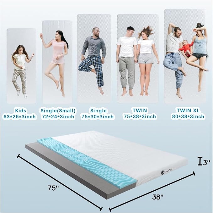 KingChii Memory Foam Camping Mattress Portable Roll Up Sleeping Pad for Road Trip Floor Mat Roll Up Futon Mattress for Guests Sleepoverr