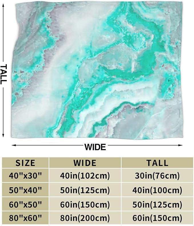 60X50 Aqua White Gemstone Agate Mineral Quartz Lightweight Flannel Blanket - Soft and Breathable Polyester Suitable for Travel Camping and Home Decoration
