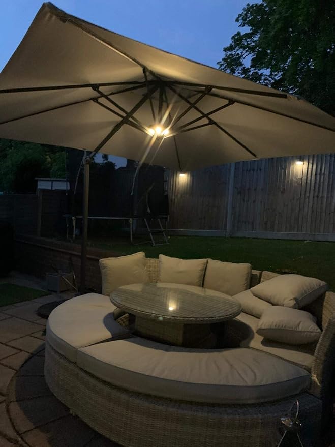 Umbrella Light Battery Operated 16 RGB Color Changing Patio Umbrella Lights with Remote Outside Under Umbrella Lights for Offset Parasol Tent-Bronze