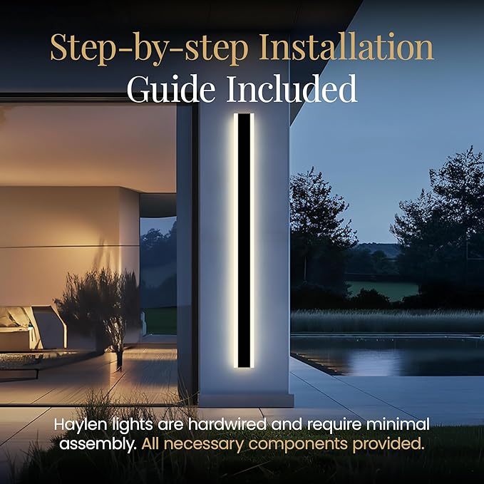 MOD LIGHTING Haylen Wired LED Outdoor Wall Light (1-Pack) 94 Water Resistant Outdoor LED Sconce Remote Dimming Modern Wall Sconces for Patio Garage Black