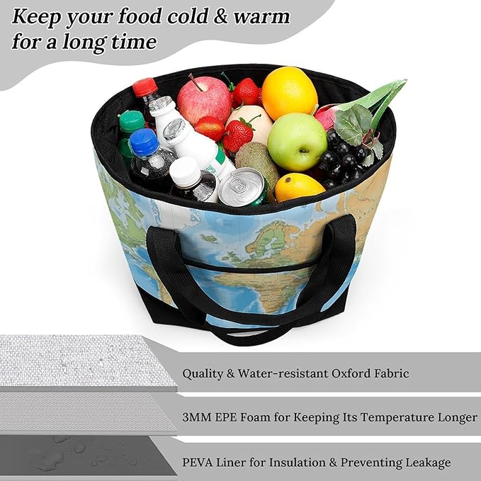 Insulated Shopping BagLarge Reusable Cooler Bags 42f166dc38328f1bf7f54c08b91a1f7 Printed Foldable Shopping BagTravel Waterproof Shoulder Bag