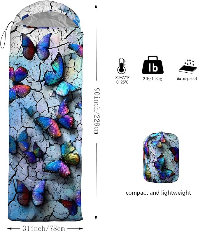 QOOMO Camping Sleeping Bags3 Season Warm &amp Cool WeatherLightweightWaterproof Sleeping Bags for Adults &amp KidsTravelingand OutdoorsCamping Gear Equipment