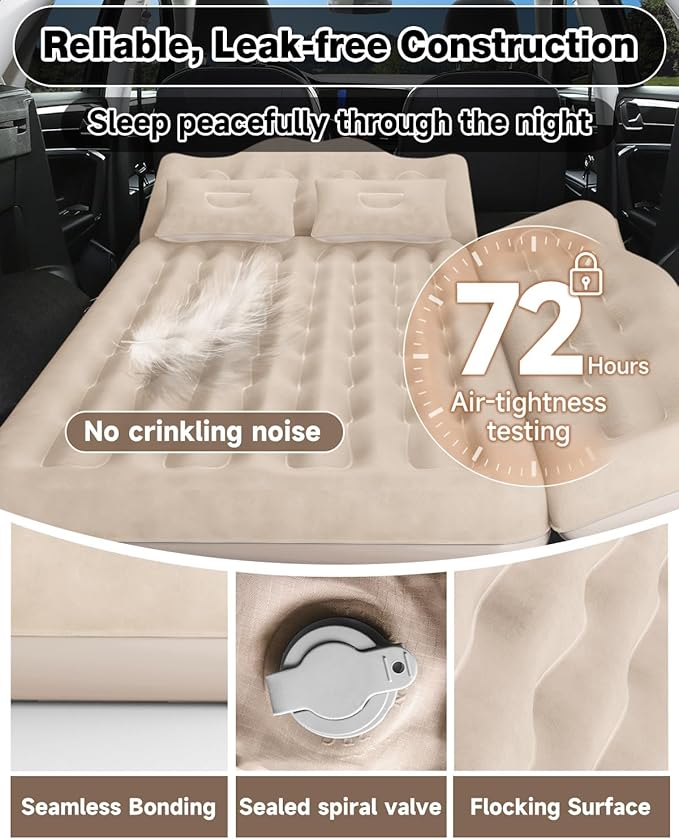 Umbrauto Car Air Mattress Bed: Inflatable SUV Camping Sleeping Pad for Truck Back Seat with Pump &amp Pillows Blow Up Backseat Car Mattress for Van Rear Seat